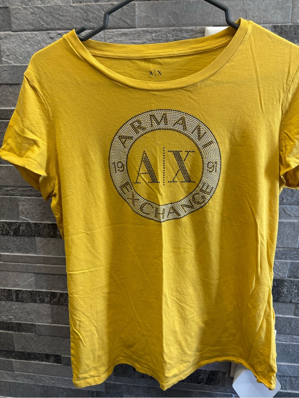 Armani Exchange Yellow AX Logo Short-Sleeve Tee